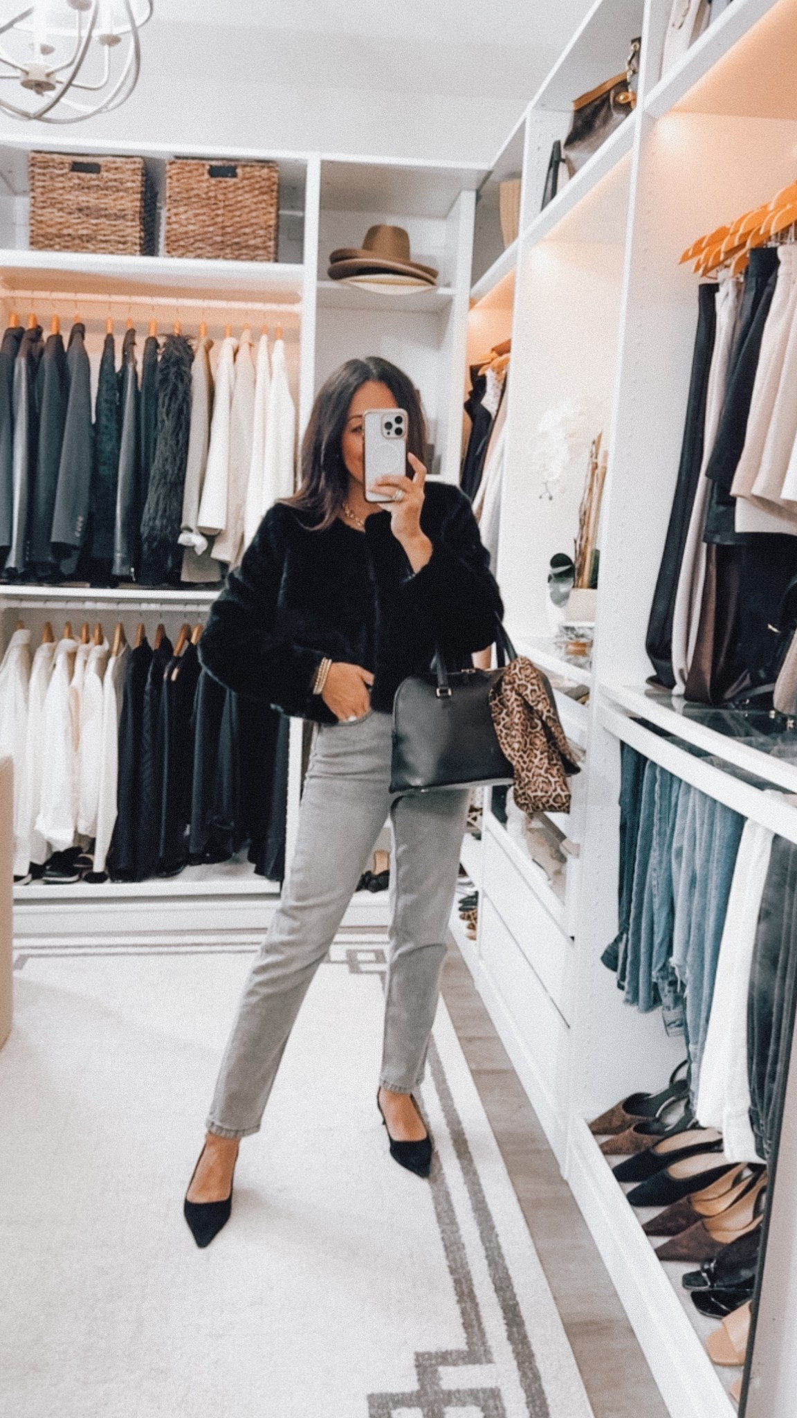 Fur jacket 30% off! Fits TTS wearing a small. Perfect for upcoming party season
Jeans wearing a 4/27 

#LTKOver40 #LTKStyleTip