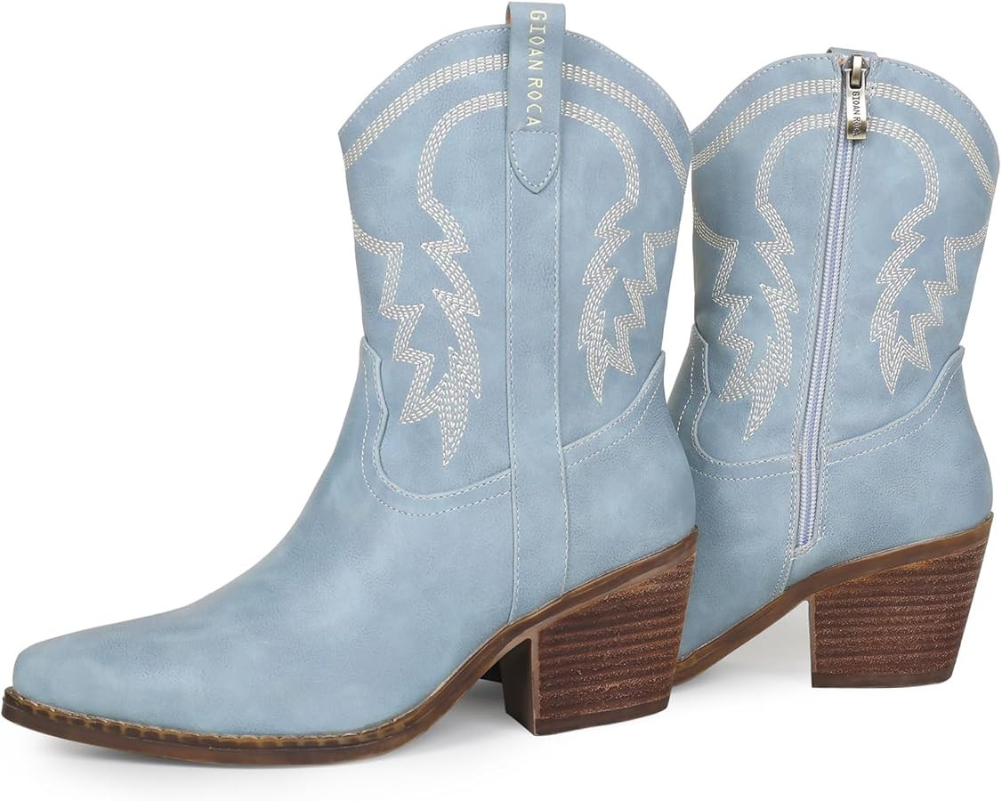 gioanroca Western Cowgirl Ankle Boot for Women with Embroidered Comfy Fashion Vintage Boot Wide C... | Amazon (US)