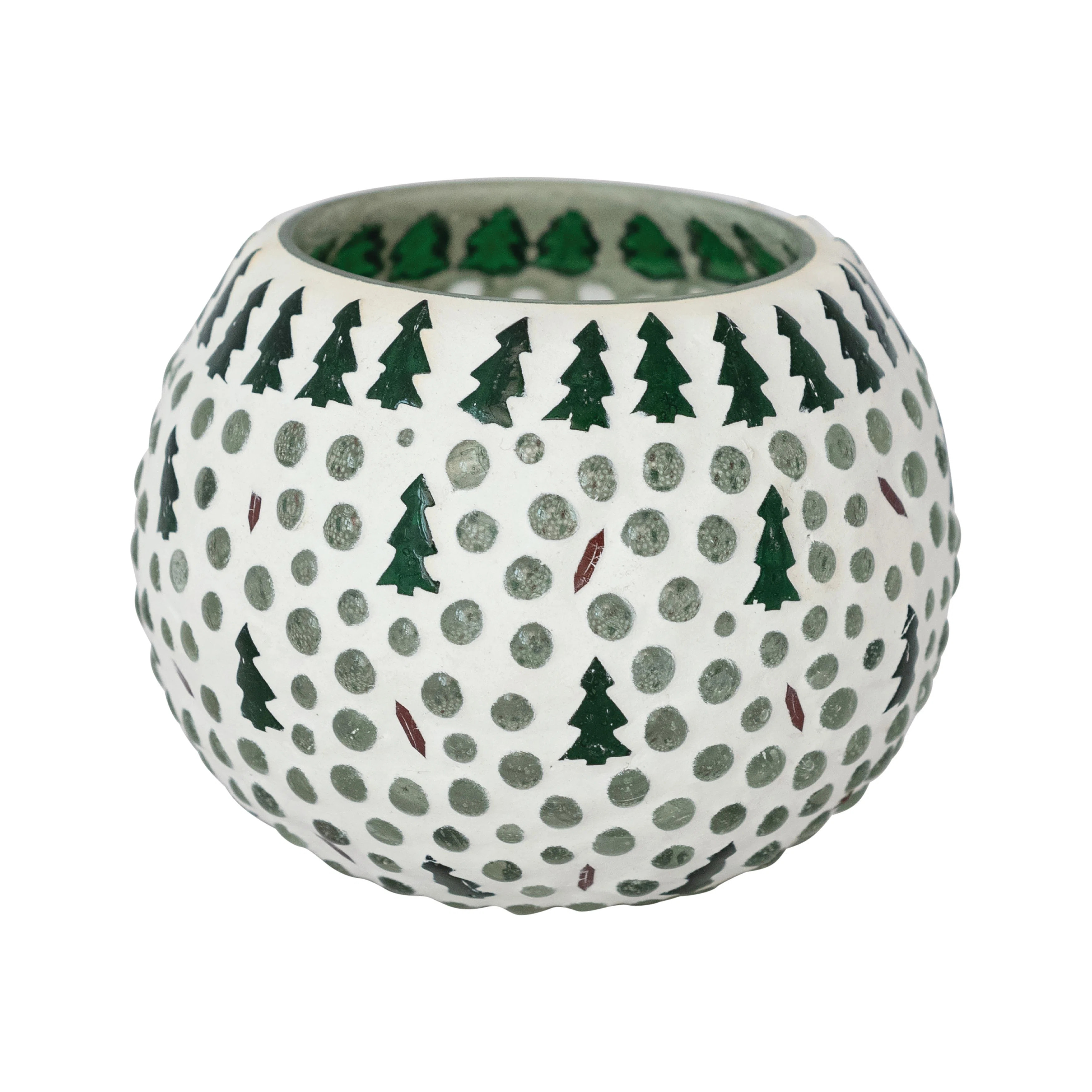Sphere Glass Mosaic Tealight/Votive Holder With Trees | Wayfair North America