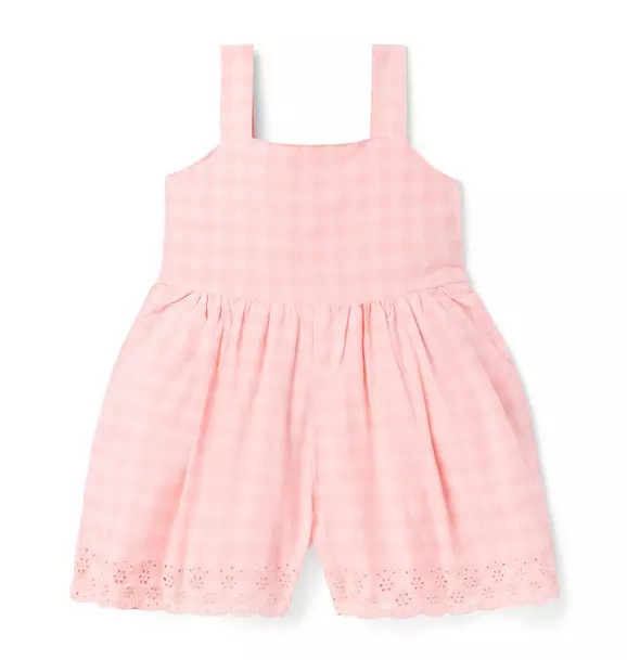 Gingham Eyelet Trim Romper | Janie and Jack