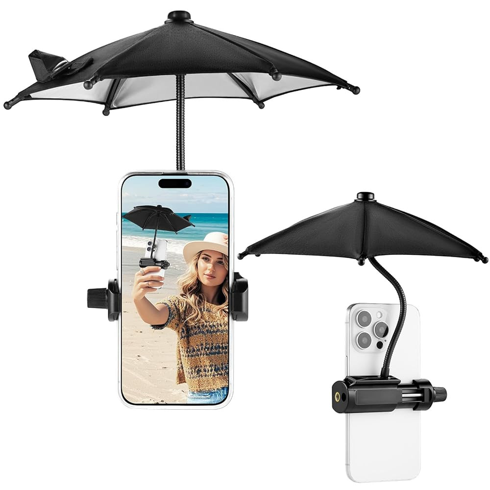 OUTXE Strong Clip Phone Umbrella for Sun, Mini Tanning Shade Cover for Cell iPhone/Android (Black... | Amazon (US)
