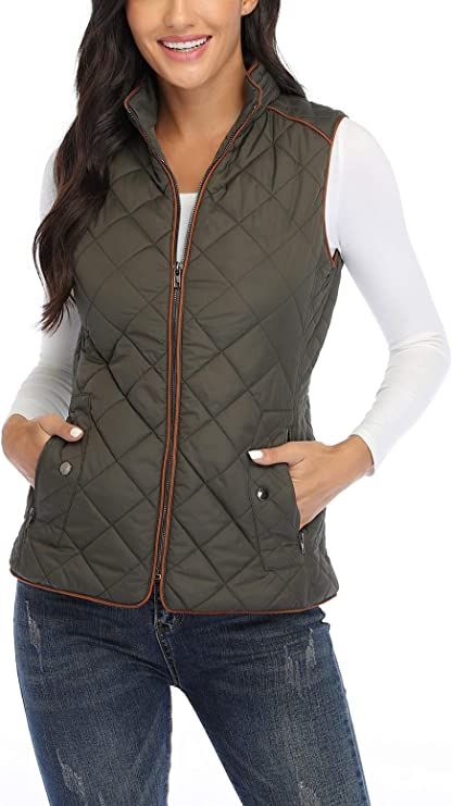 Anienaya Women's Quilted Vest Lightweight Padded Gilet Stand Collar Sleeveless Zip Up Puffer Warm... | Amazon (US)
