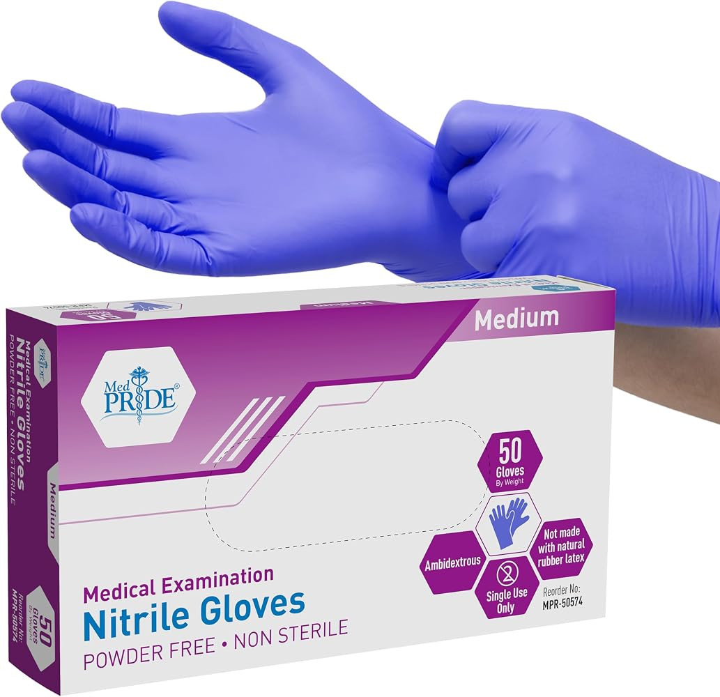 MED PRIDE Nitrile Medical Exam Gloves - Disposable Powder & Latex-Free Surgical Gloves For Doctor... | Amazon (US)
