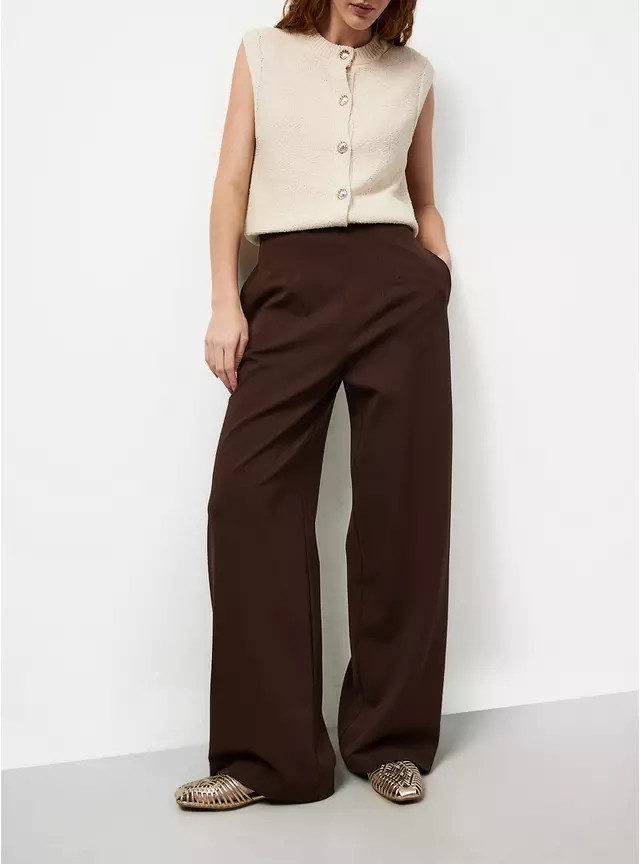Buy Brown Wide Leg Ponte Trousers 12R | Workwear | Tu | Tu Clothing