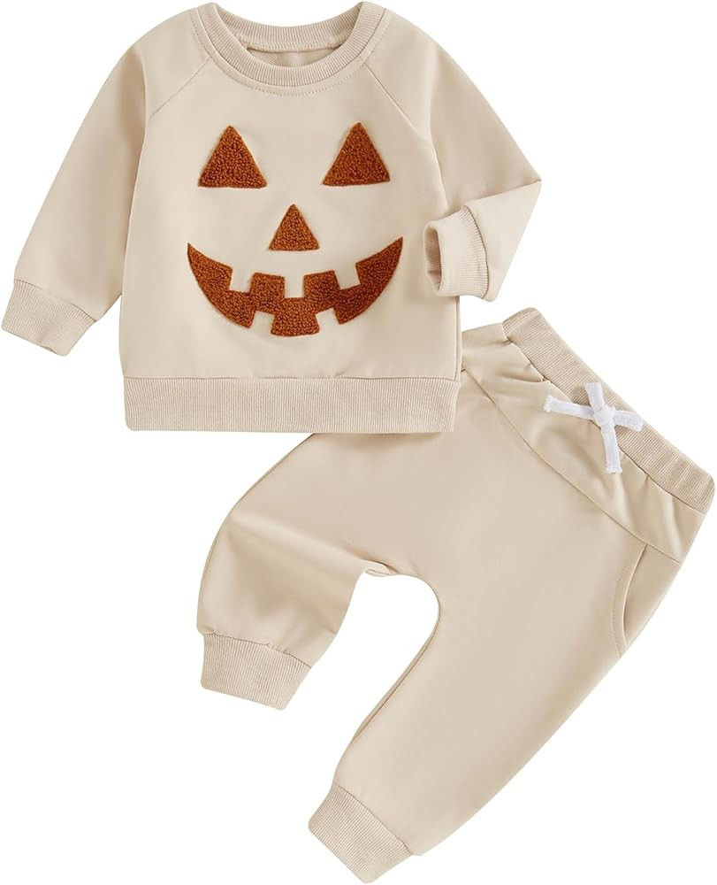 Toddler baby boy halloween outfit Pumpkin Sweasthirt Long Sleeve Shirt Pocket Pants Halloween Clo... | Amazon (US)