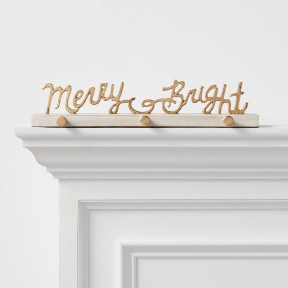 15" x 3" Merry & Bright Stocking Holder Gold - Opalhouse™ | Target
