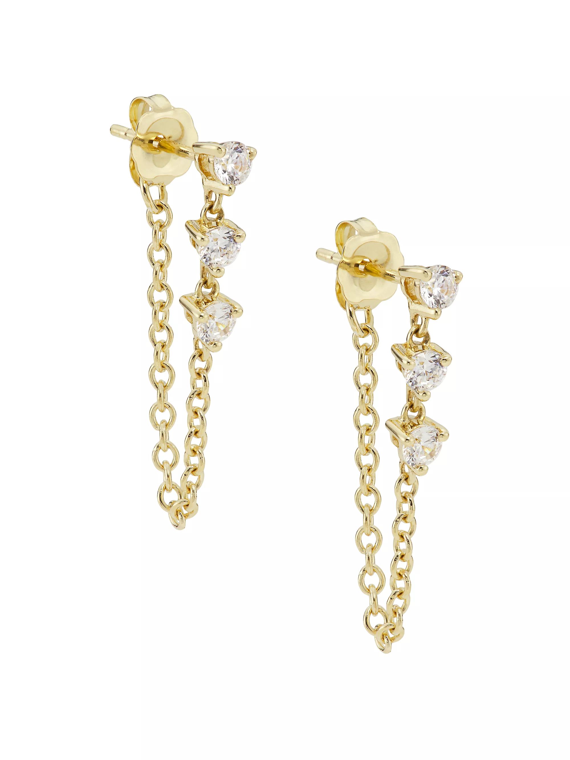 14K Yellow Gold & 0.4 TCW Diamonds Chain Drop Earrings | Saks Fifth Avenue