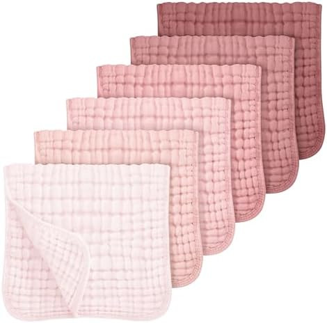 Looxii Muslin Burp Cloths Baby Girl 6 Pack - 20" x 10" - Ultra Soft & Absorbent, 6-Layer 100% Cot... | Amazon (US)