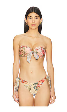 Zimmermann Coco Scarf Tie Bikini Top in Pink Multi Floral from Revolve.com | Revolve Clothing (Global)
