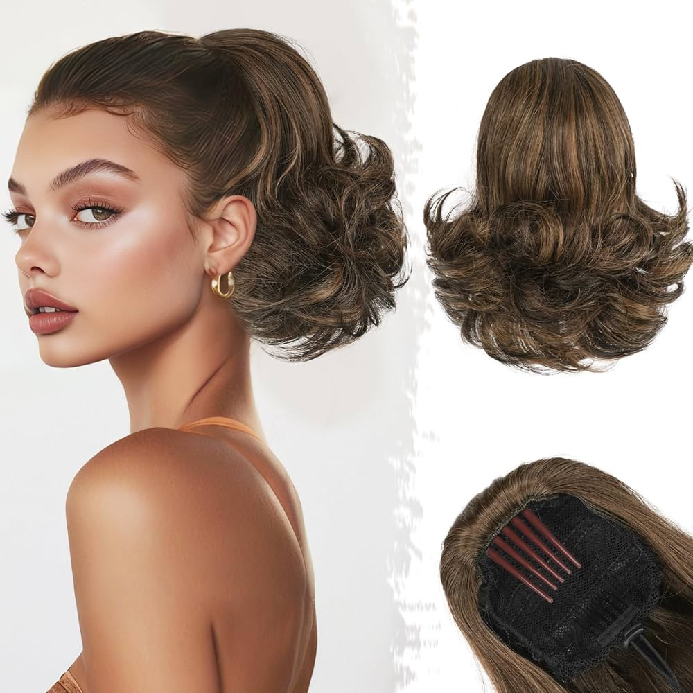 BARSDAR Drawstring Comb Clip Ponytail Extension - 10 Inch Short Clip in Hairpieces for Women - Sy... | Amazon (US)