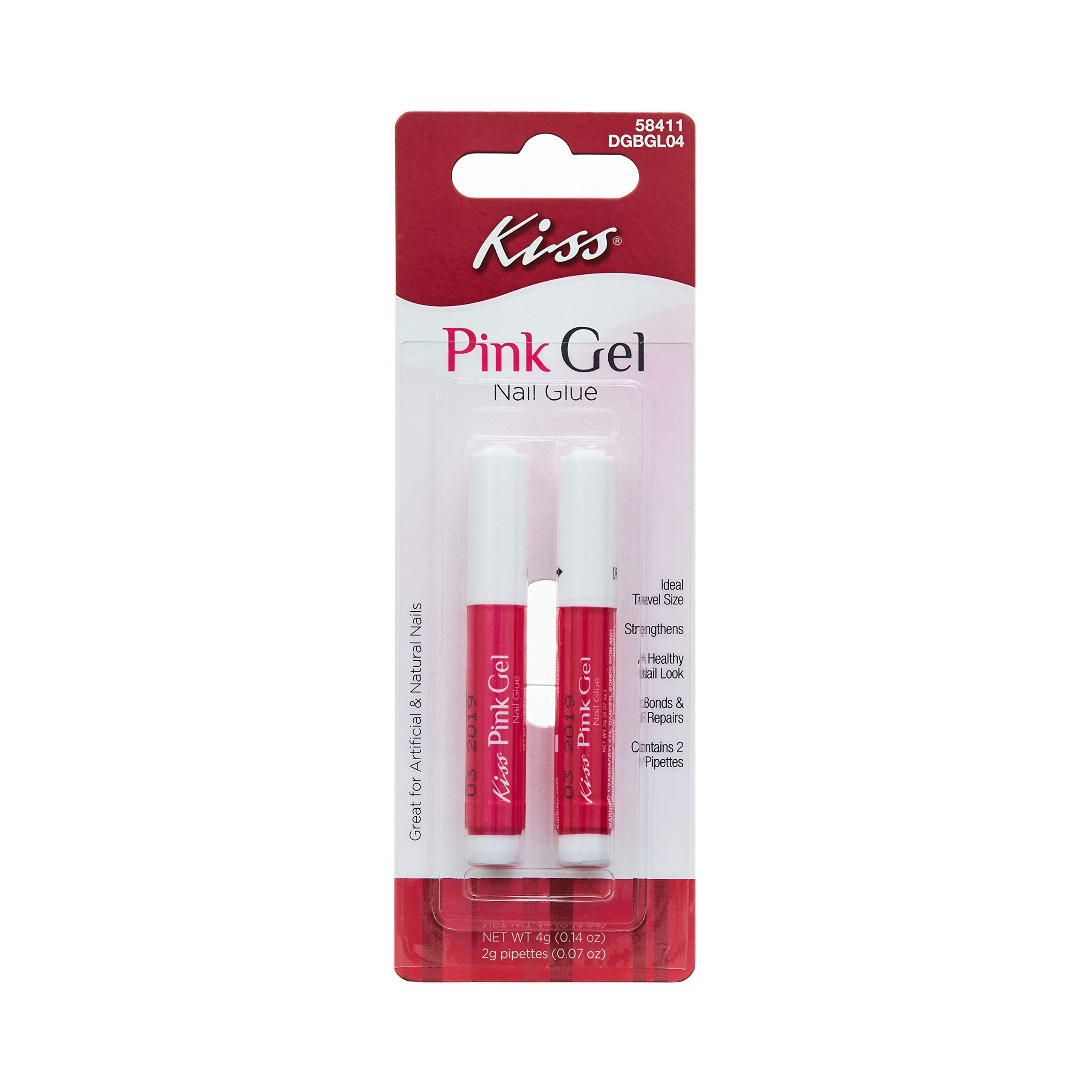 Kiss Pink Gel Nail Glue w/ 2 Pipettes (1 Pack) | Amazon (US)