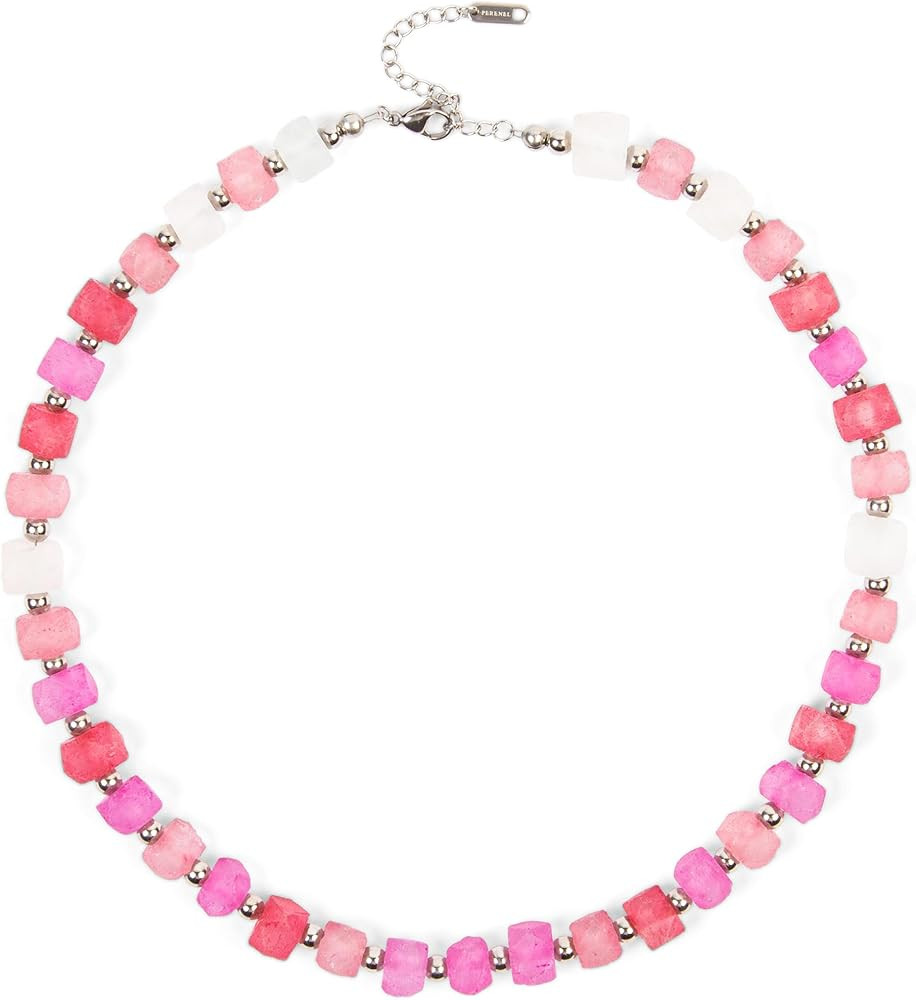 Chunky Frosted Sea Glass Beaded Necklace for Women - Handmade Recycled Glass, 18K Gold Plated or ... | Amazon (US)