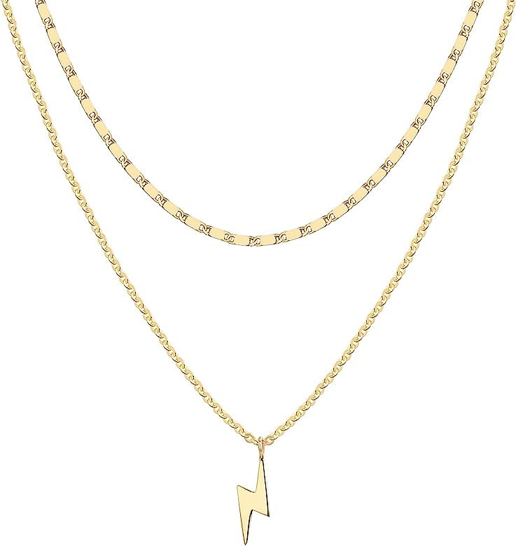 PAVOI 14K Gold Plated Layering Necklaces | Stylish Minimalist Design Pendant Necklaces | Butterfl... | Amazon (US)
