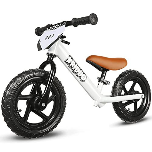 KRIDDO Toddler Balance Bike 2 Year Old, Age 24 Months to 5 Years Old, 12 Inch Push Bicycle with Customize Plate (3 Sets of Stickers Included), Gift Bike for 2-3 Boys Girls, White | Amazon (US)