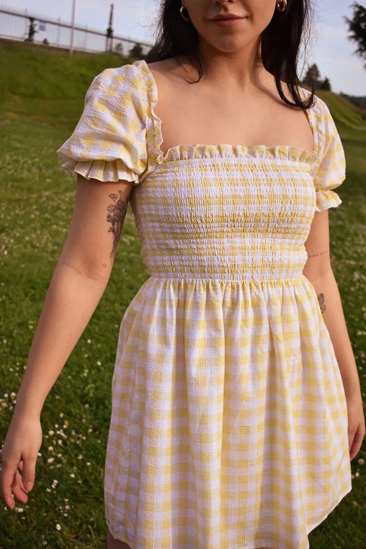 Siena Yellow Gingham Dress | Confête
