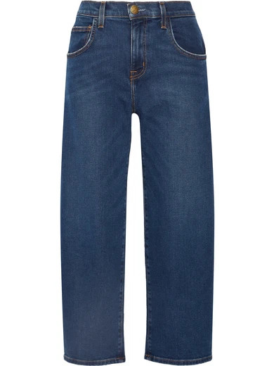 Current/Elliott - The Barrel Crop High-rise Wide-leg Jeans - Mid denim | NET-A-PORTER (US)