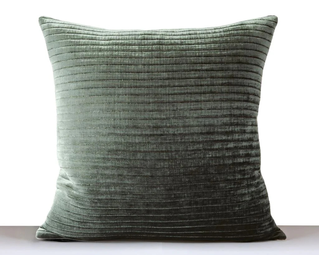 Evergreen Striped Velvet Pillow Cover | Coterie, Brooklyn