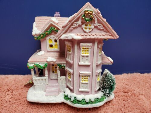 NWT Ashland Christmas Pink Family Light Up House. Tiny Treasures House 5"x5"  | eBay | eBay US