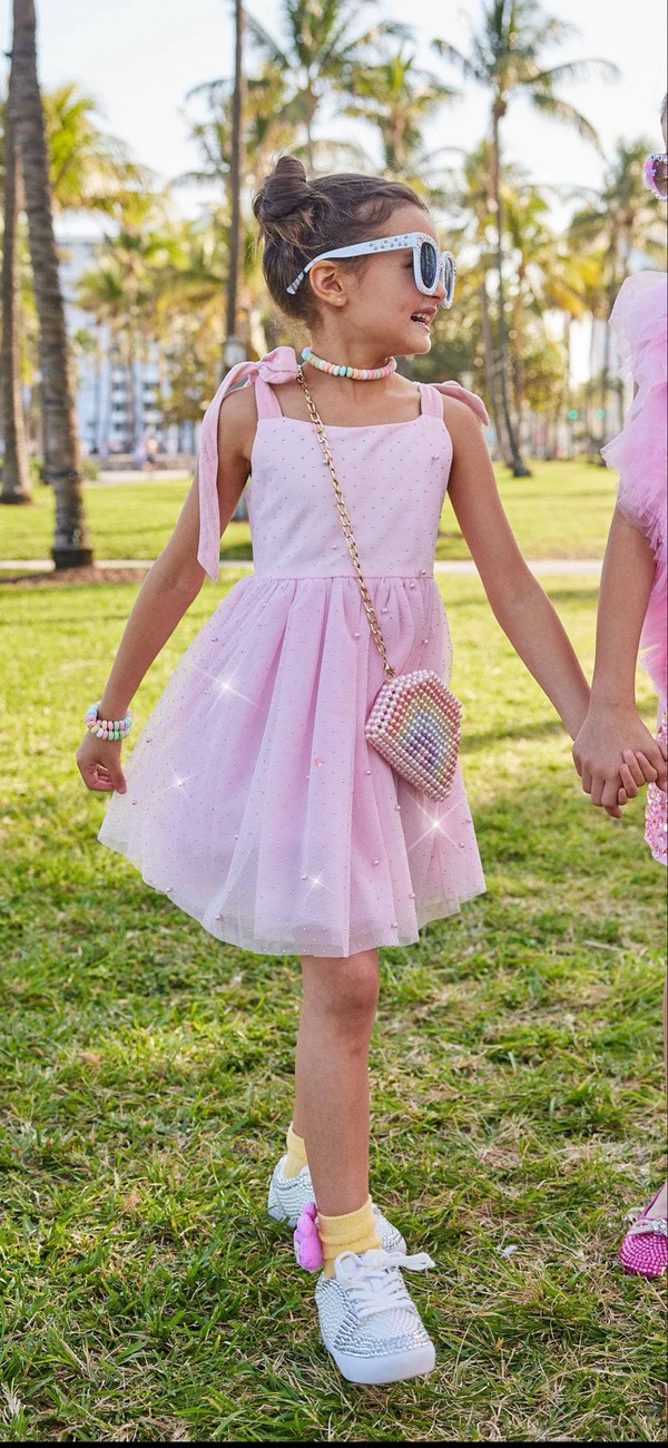 Pink Crystal Pearl Tulle Tank Dress | Lola + The Boys