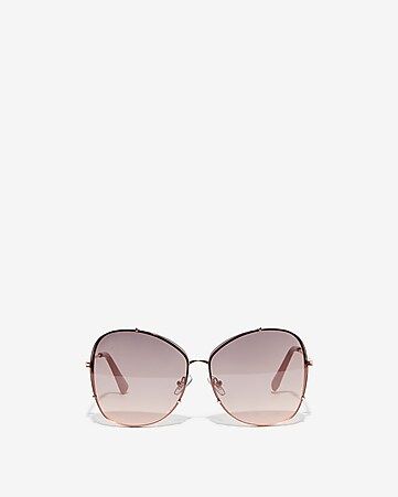oversized rounded square frame tinted sunglasses | Express