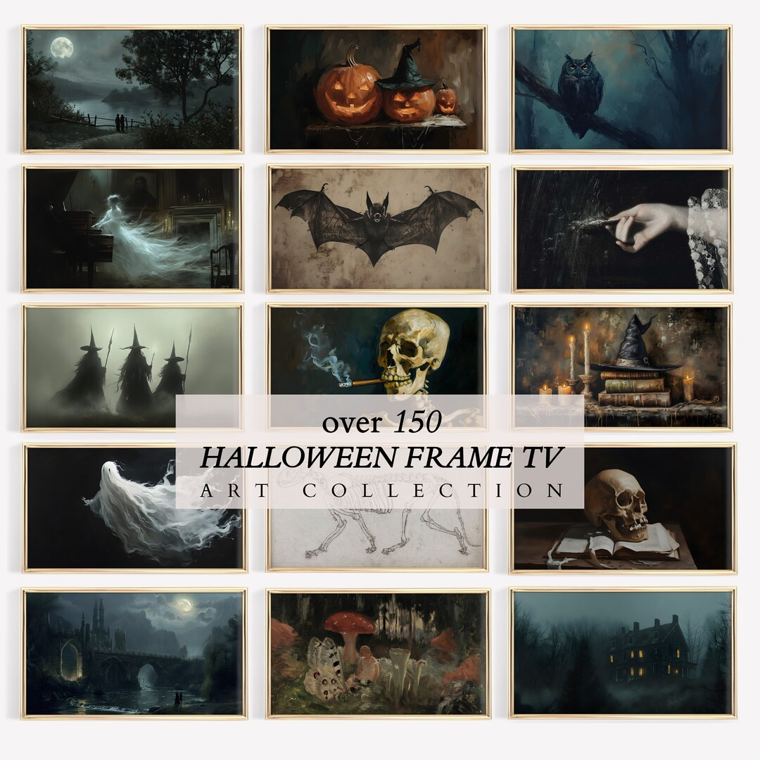 Halloween Frame TV Art Set of 150 Cute Ghosts in Oil Paintings, Vintage Fall Landscape Painting, ... | Etsy (US)