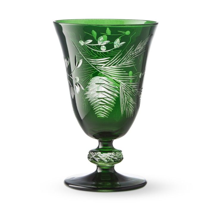 Pinecone Cut Goblets, Forest Green, Set of 4 | Williams-Sonoma