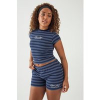 DSGN Studio Stripe Jersey Short, navy | PrettyLittleThing US