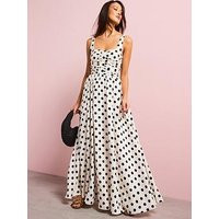 V By Very Polka Dot Maxi Dress - White/Black | Very (UK)