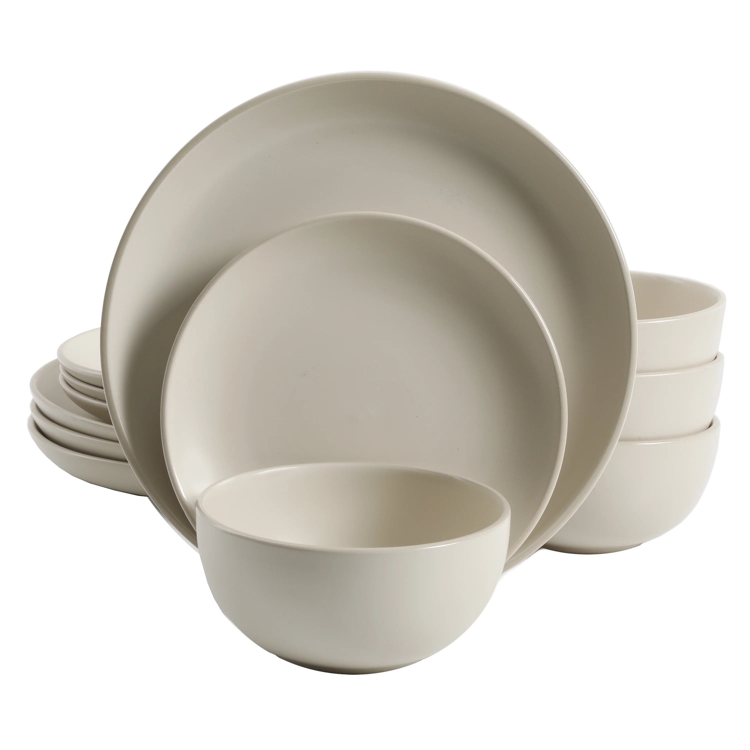 Better Homes & Gardens Zuri Matte 12-Piece Dinnerware Set, Cream | Walmart (US)