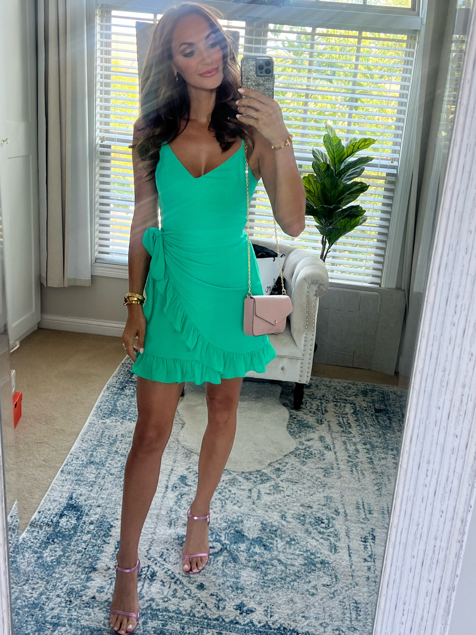Green Lilly Pulitzer Wrap dress and pink heels! Perfect for the beach or resort! And these heels are $17! #resortwear #vacationoutfit

#LTKSeasonal #LTKSale