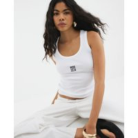 River Island Womens White Rib Sleeveless More Love Club Tank Top | River Island UK & IE