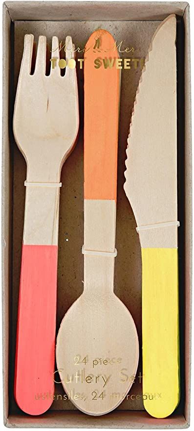 Meri Meri Neon Wooden Cutlery Set | Amazon (US)