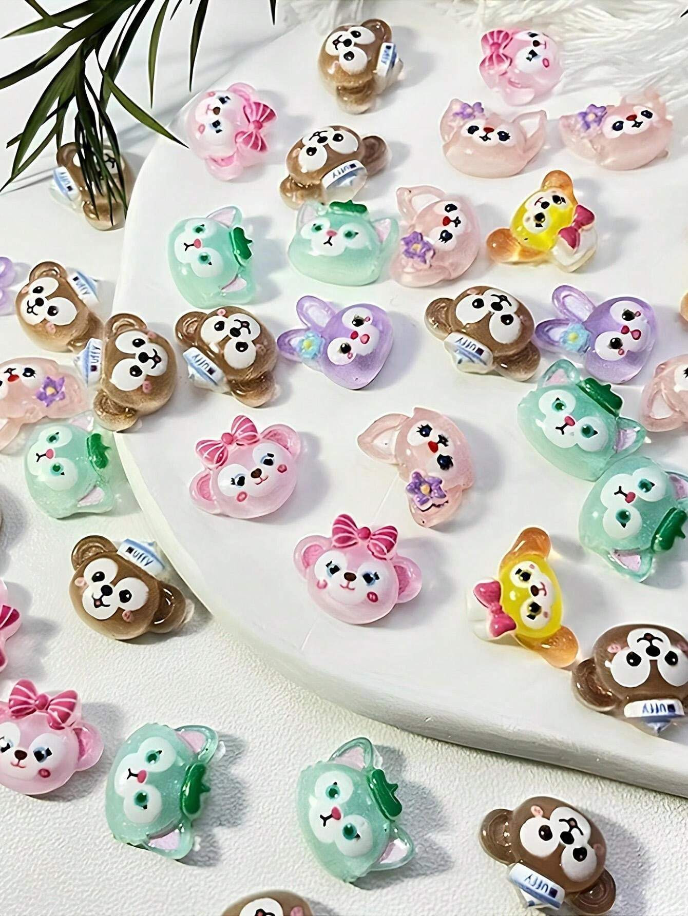 20pcs/Set Kawaii LinaBell Gelatoni Nail Stickers Bear Duffy ShellieMay CookieAnn 3D Nail Decals Sticker Cute Nails Handmade DIY Ornaments Material Decoration Accessories Nail Charms (Some Parts May Be Random) | SHEIN
