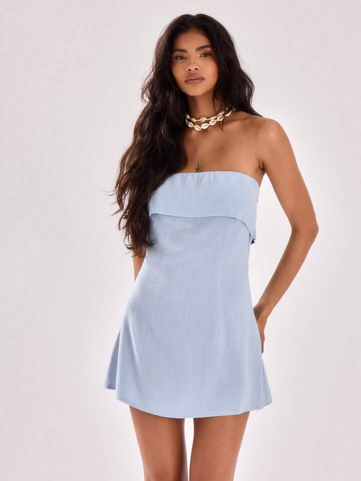MUSERA Halter Neck Seam Detail Swing Dress | SHEIN