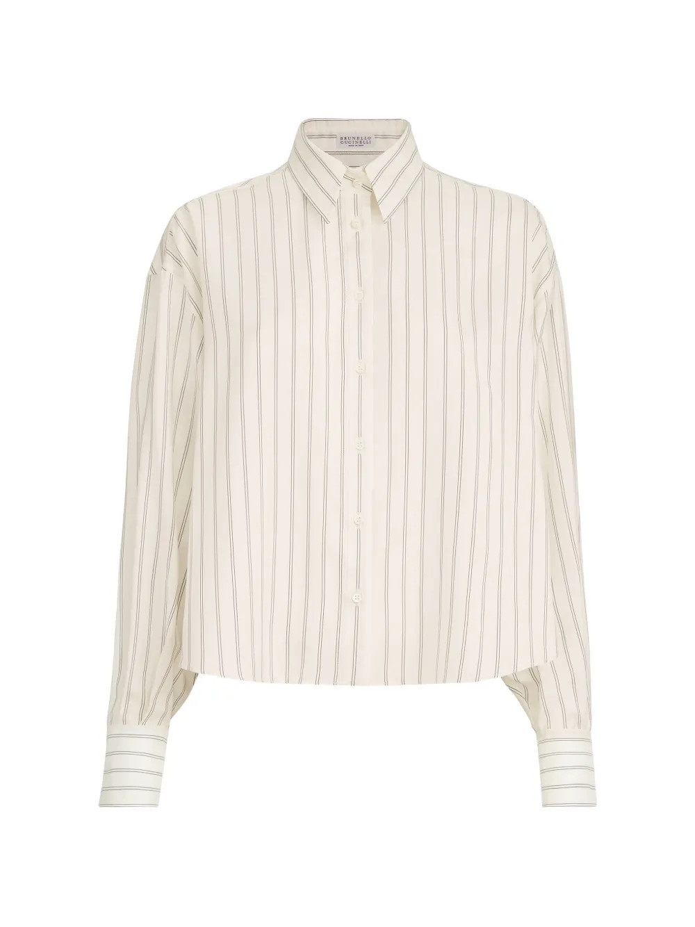 Brunello Cucinelli striped silk-poplin shirt with Monili - Yellow | Farfetch Global