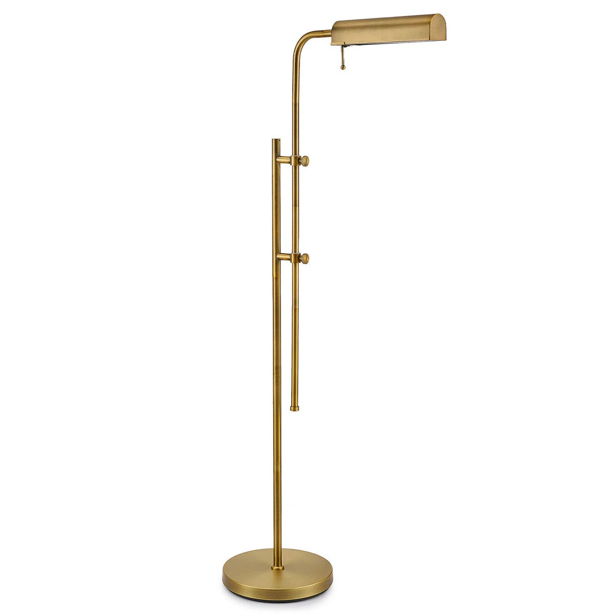 62.5" Industrial 3CCT LED Pharmacy Reading Task Floor Lamp in Brass | Wayfair North America