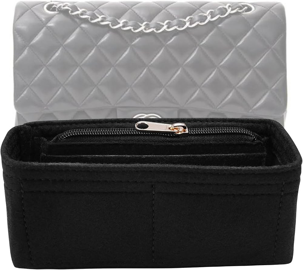 Purse Organizer Insert for Chanel Classic Flap Medium Bag Organizer Insert Handbag (Black, Medium... | Amazon (US)