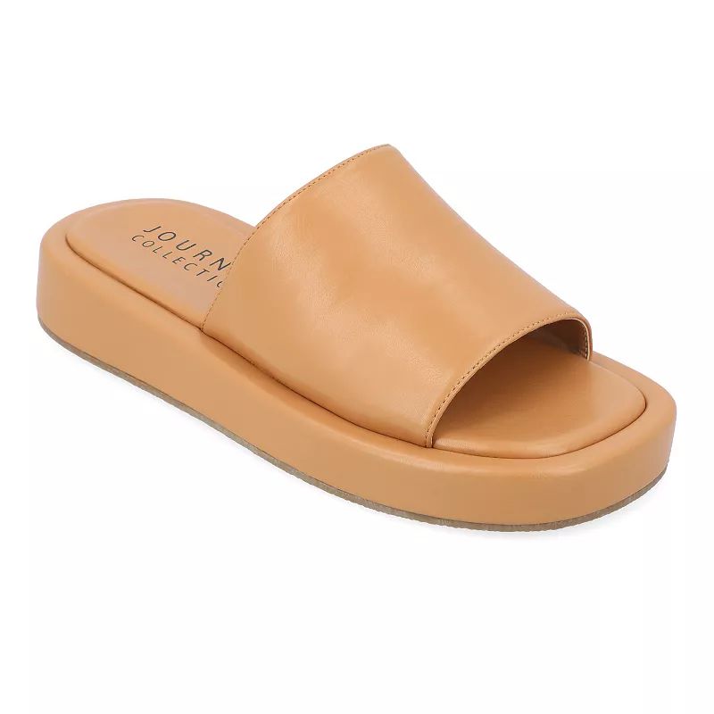Journee Collection Denrie Tru Comfort Foam Women's Platform Slide Sandals, Size: 11, Med Brown | Kohl's