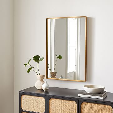 Thin Metal Rectangle Wall Mirror - 36&quot; | West Elm (US)