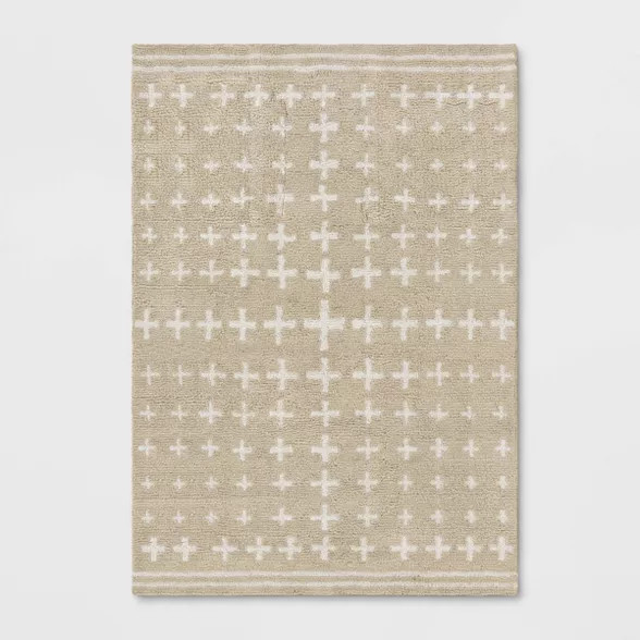Elata Cross Shag Rug Beige - Opalhouse™ | Target