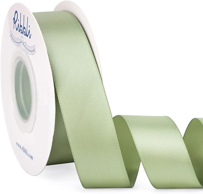 Ribbli Dusty Sage Satin Ribbon Double Faced Satin 1 Inch x Continuous 25 Yards-Sage Green Ribbon ... | Amazon (US)