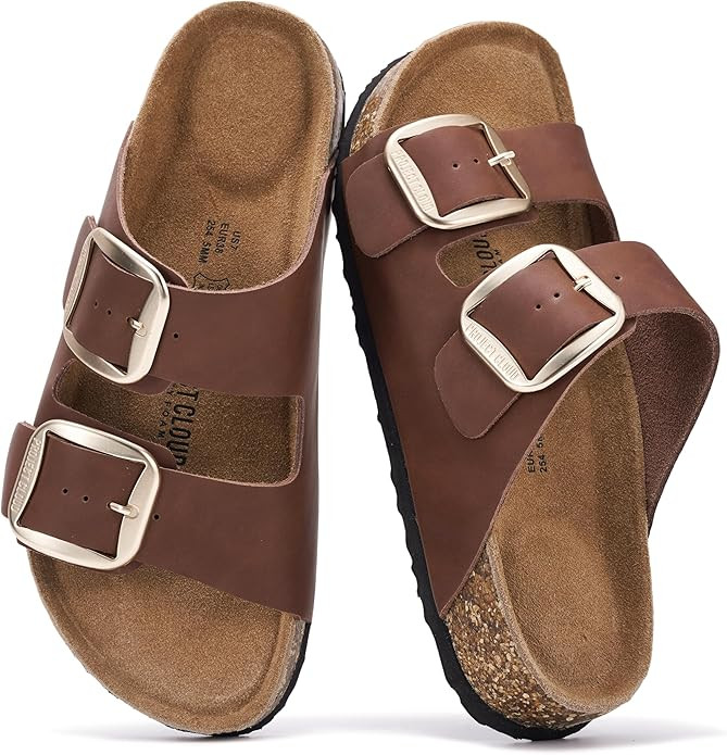 Project Cloud 100% Genuine Leather Flat Sandals for Women 2026 Comfortable Beach Essentials Women... | Amazon (US)