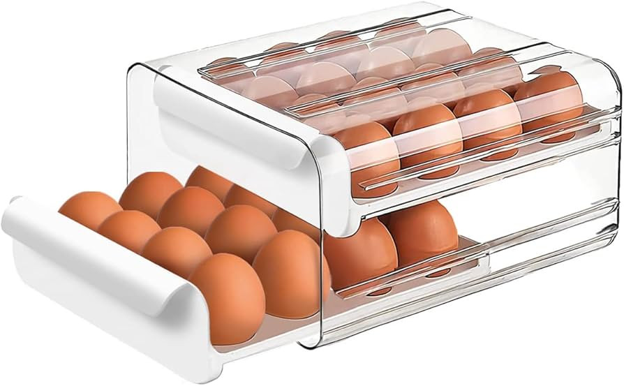 Large Capacity Egg Holder for Refrigerator,Upgrade Egg Storage Container Organizer Bins,Clear Pla... | Amazon (US)