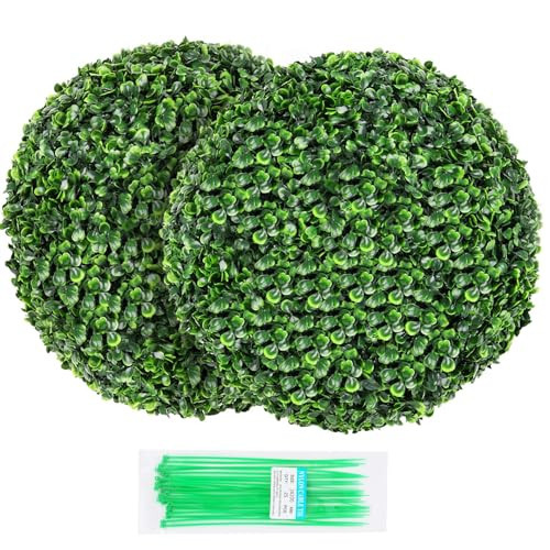 2 Pack 19" Artificial Boxwood Topiary Ball with Ultra-Dense 8-Layer Foliage - UV-Resistant Faux Boxwood Plant for Outdoor Garden, Balcony, Backyard, Home Decor, Premium Decorative Topiary Balls | Amazon (US)