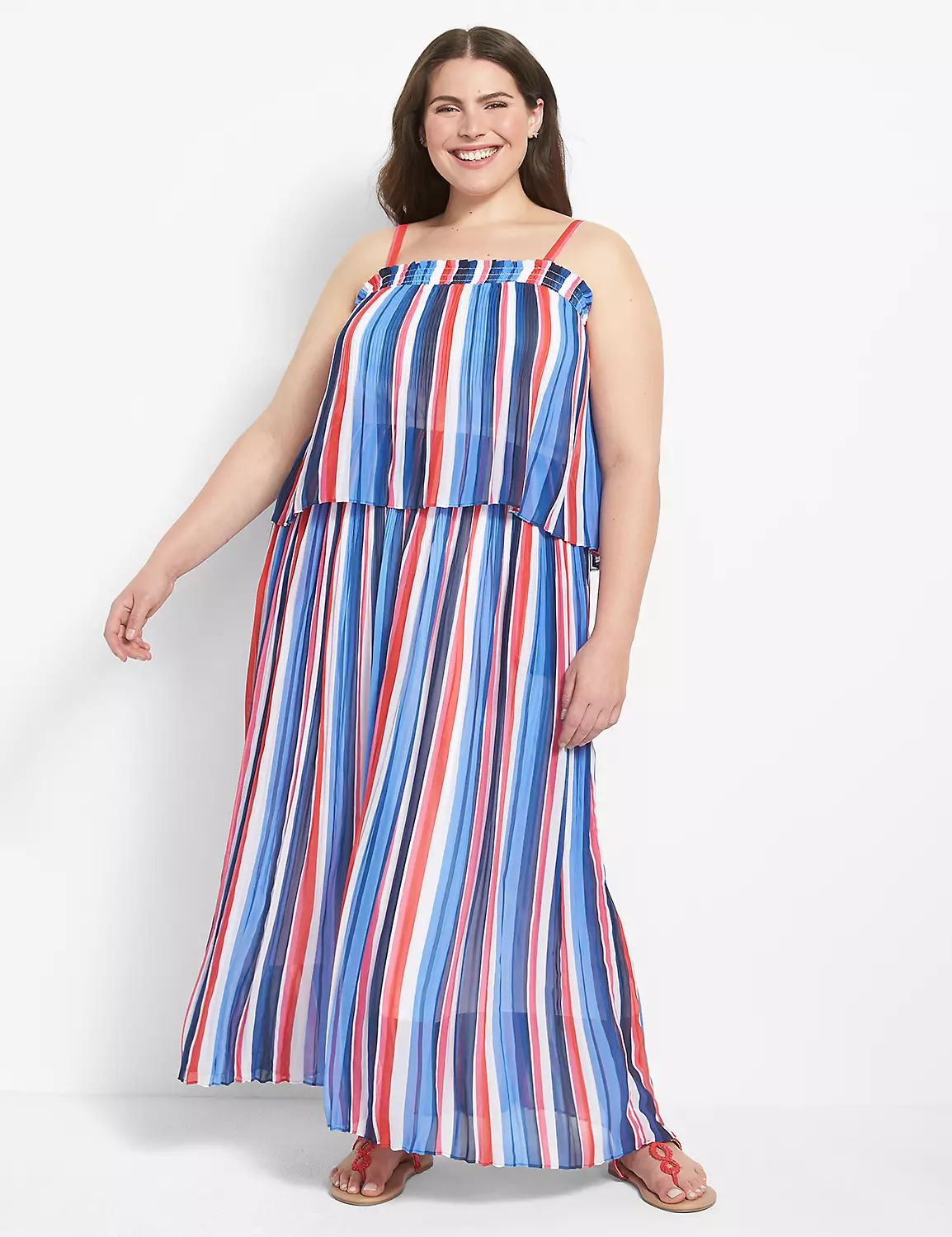 Sleeveless Pleated Two-Tier Maxi Dress | LaneBryant | Lane Bryant (US)