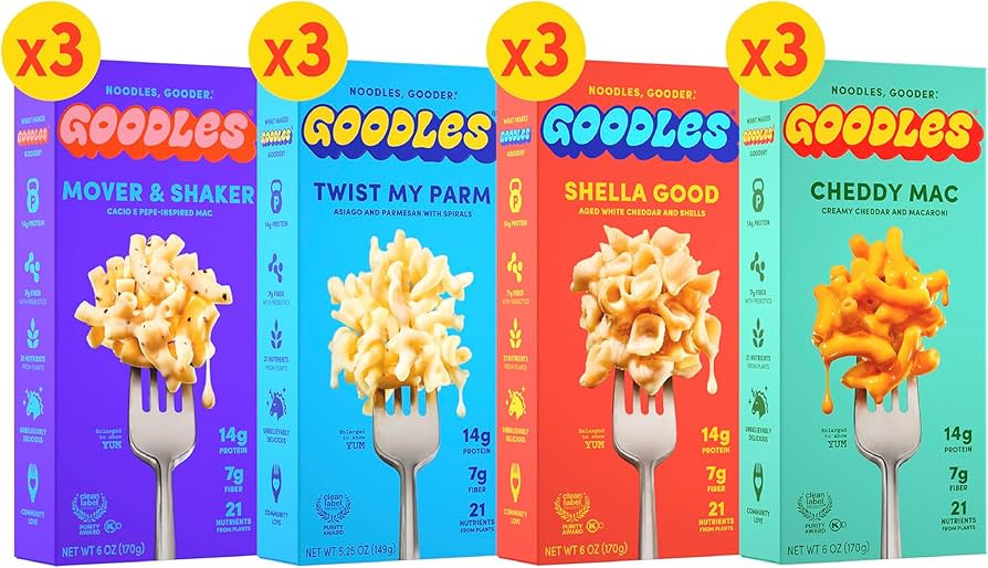 Goodles Mac & Cheese Assortment 12 Pack, 6oz - 14g Protein, 6g Fiber with Prebiotics, 21 Nutrient... | Amazon (US)