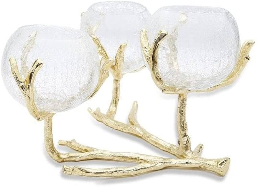 12.25" 3 Branch Centerpiece Gold Solid Casual Round Stainless Steel 1 Piece | Amazon (US)