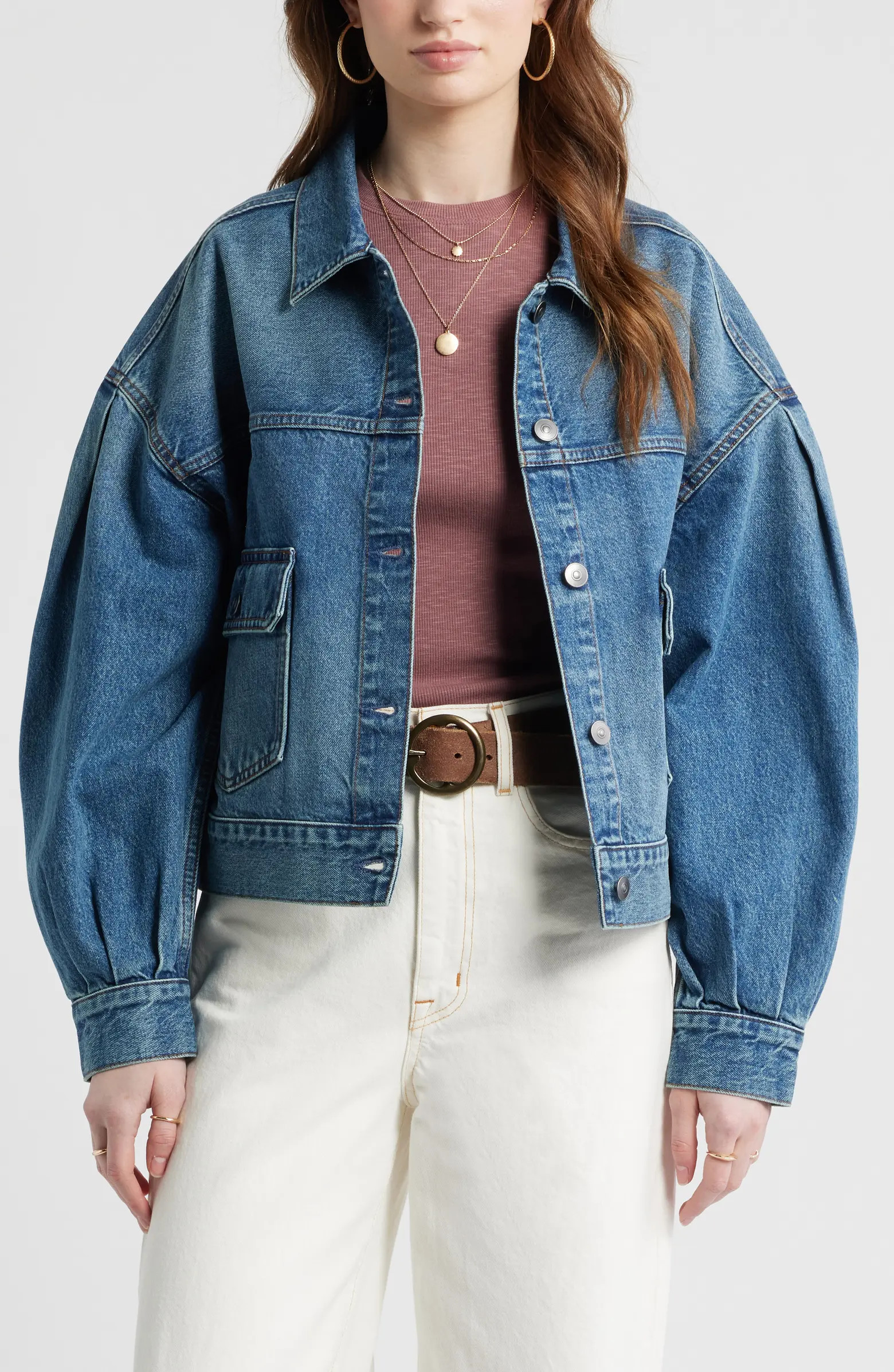 Puff Sleeve Denim Jacket | Nordstrom