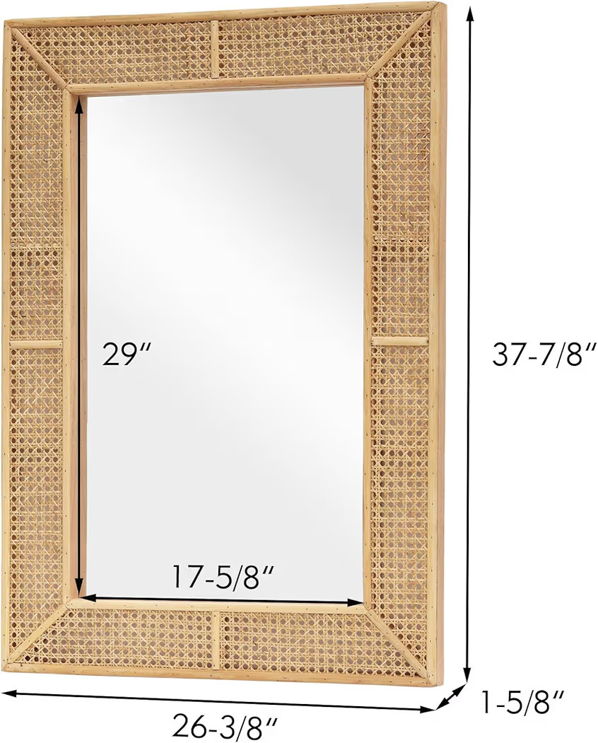 Wooden and Rattan Mirrors, Boho Rectangle Wall Mirror for Living Room, Bedroom, 37.8'' | Amazon (US)