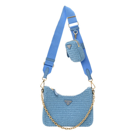 Raffia Re-Edition 2005 Shoulder Bag Celeste | FASHIONPHILE (US)